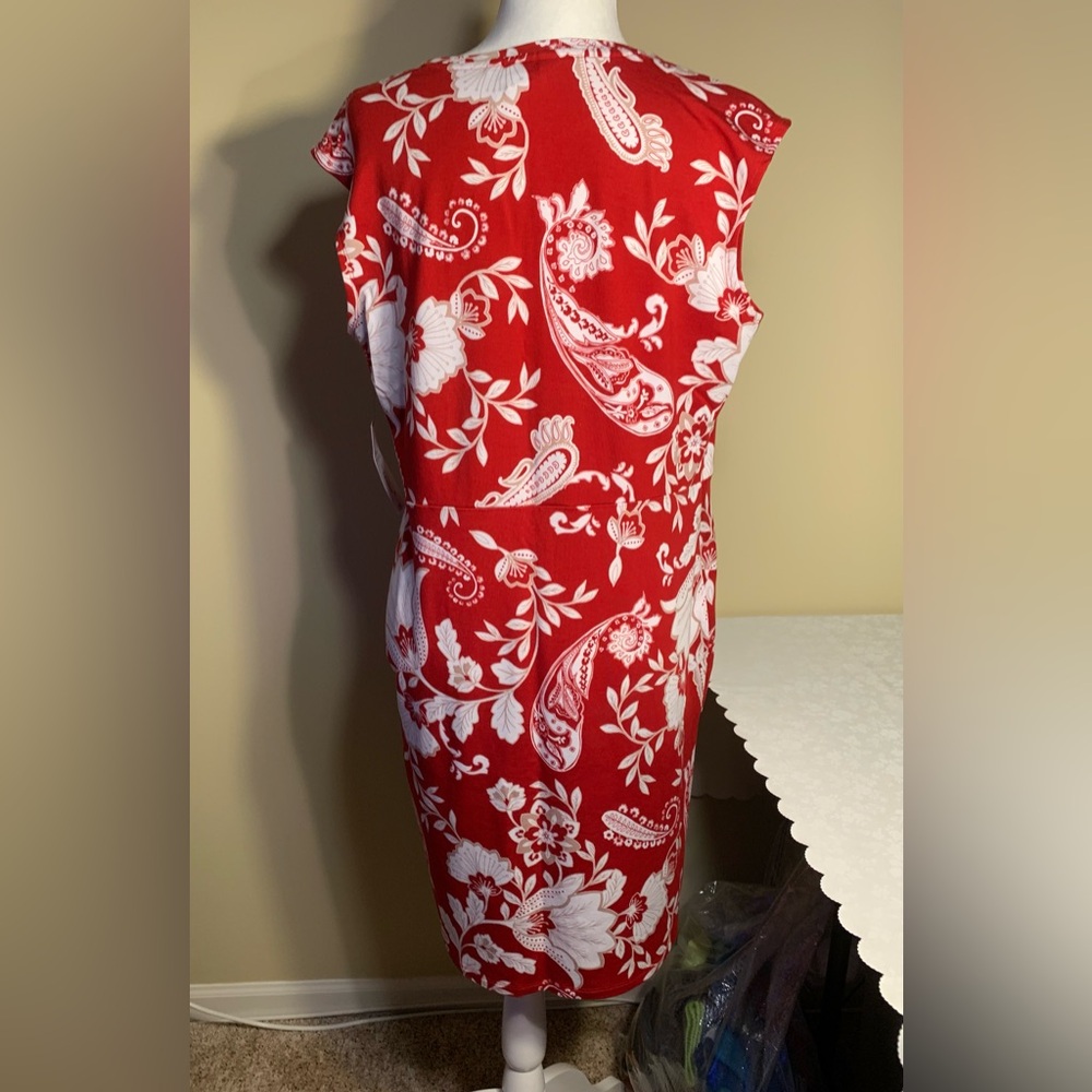 NWT Dress: Sleeveless Jersey, Midi Sheath, Twist at Waist, Petite L - Picture 9 of 13